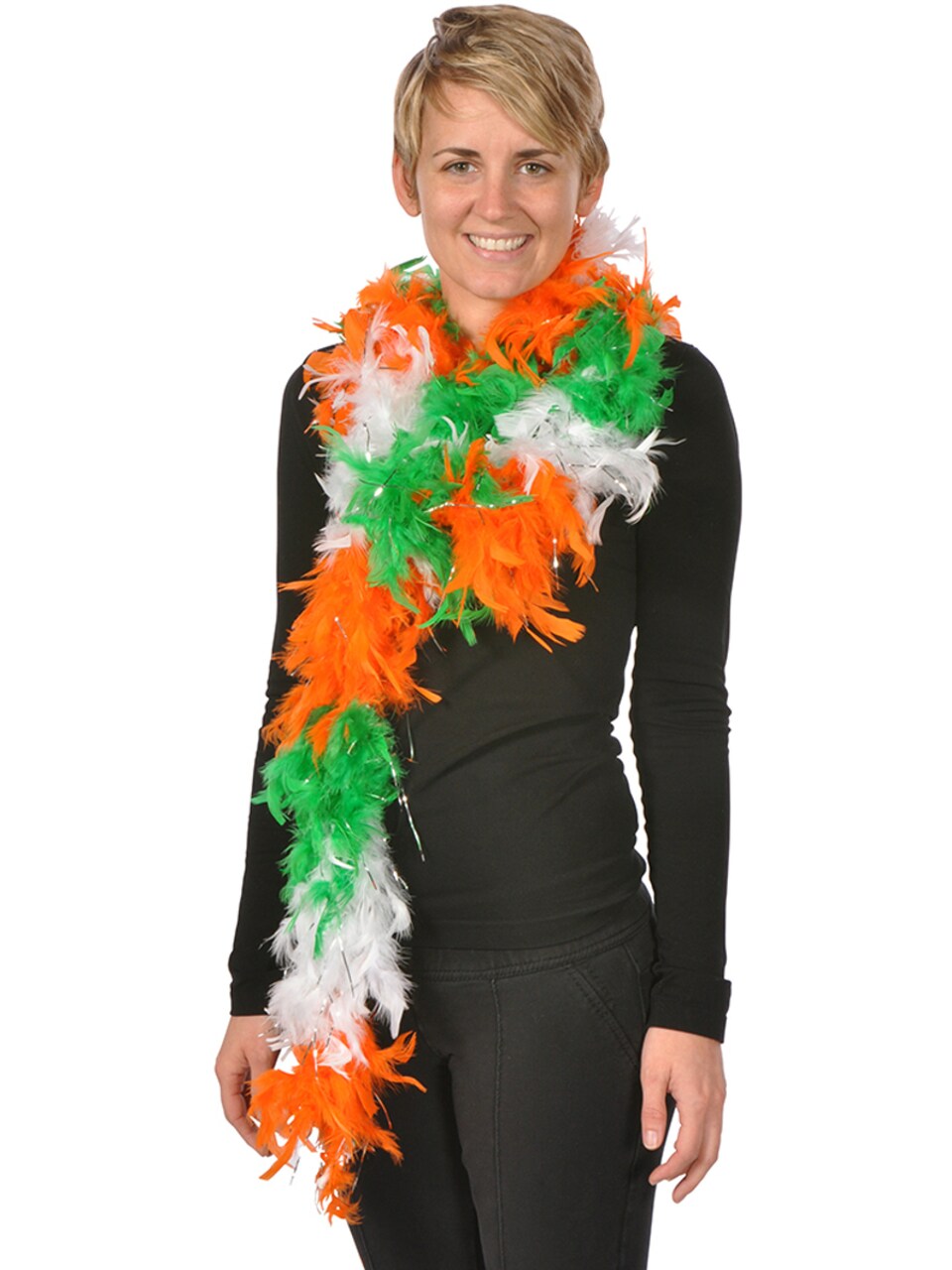 Large Green Orange And White St. Patrick's Day Irish Feather Boa